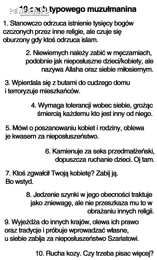 10 cech typowego muzułmanina