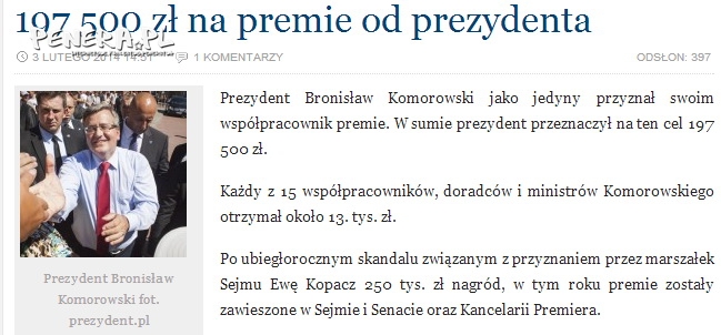 Prezydent rozdaje premie