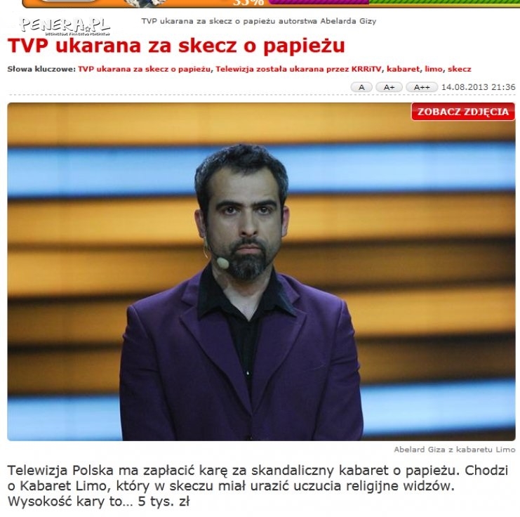 TVP ukarana za skecz o papieżu