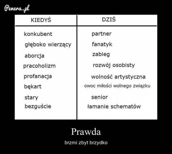 Bo prawda brzmi zbyt brzydko!