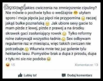 Ćwiczenia na zmniejszenie cipuliny?