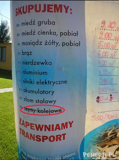 Skupują nawet szyny kolejowe