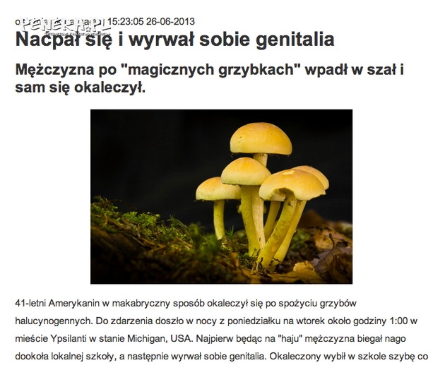 Naćpał się i wyrwał genitalia