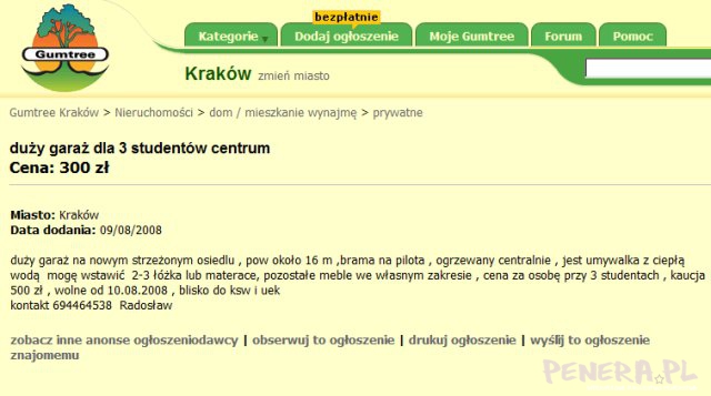 Duży garaż dla 3 studentów w centrum - gumtree