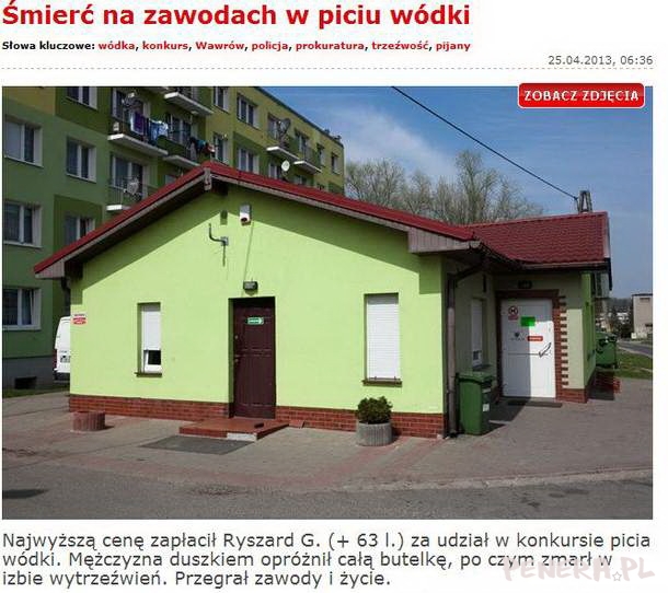 Śmierć na zawodach w piciu wódki