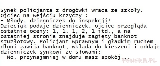 Kawał- Synek policjanta z drogówki wraca ze szkoły