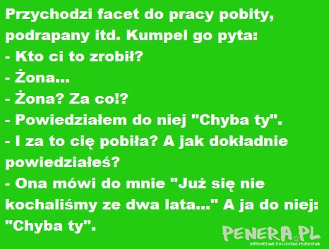 Kawał - Przychodzi facet do pracy pobity