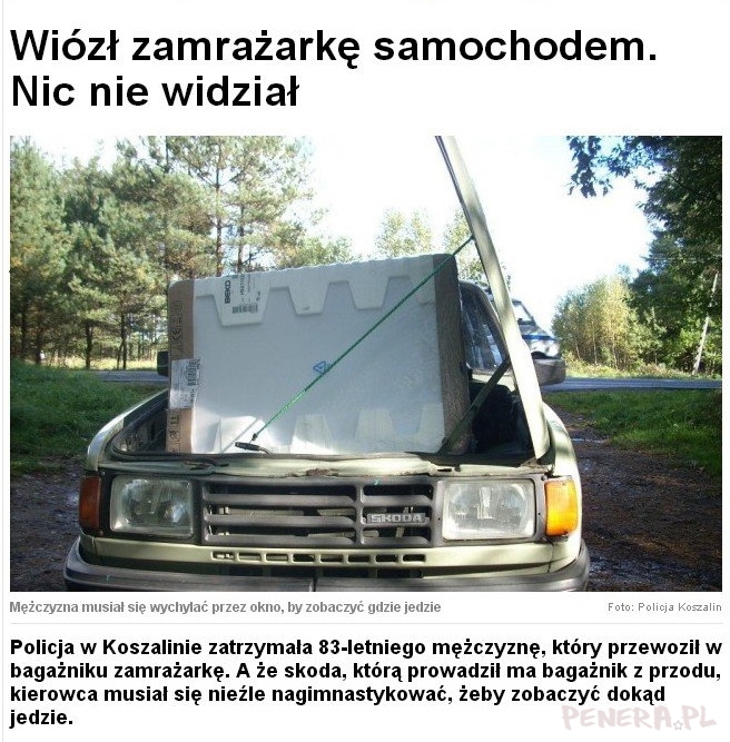 Wiózł zamrażarkę w bagażniku tyle że