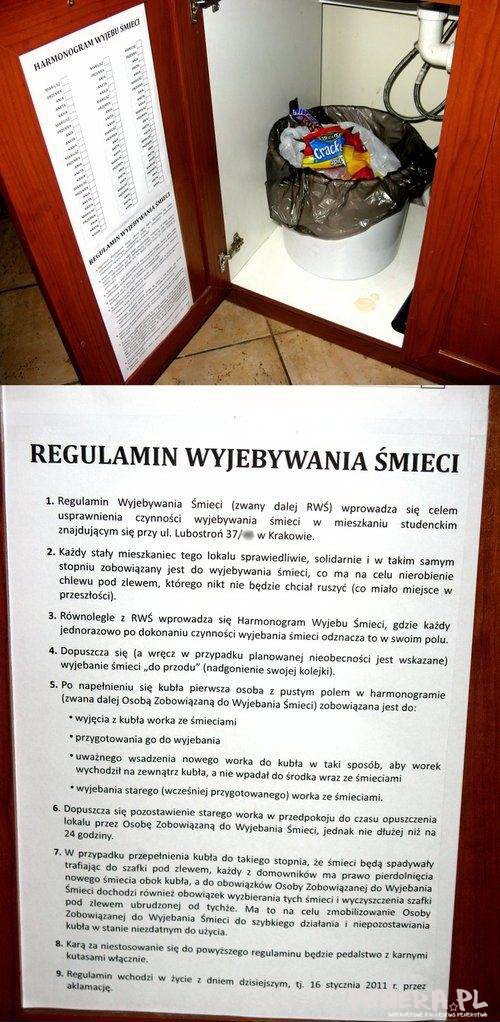 Regulamin wyjebywania śmieci