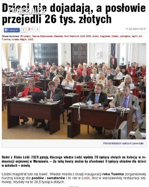 Dzieci nie dojadają a posłowie się bawią