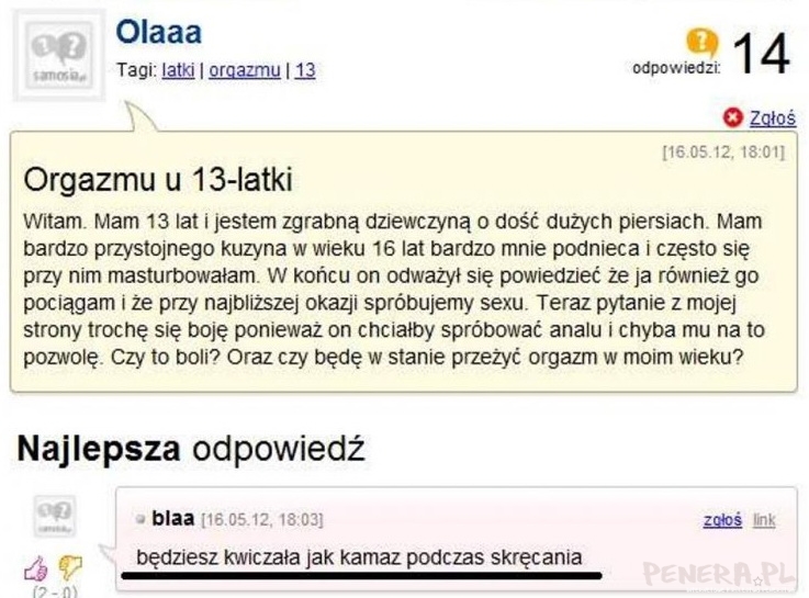 Orgazm u 13 latki?? - genialna odpowiedź