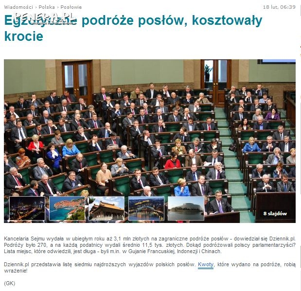 Egzotyczne podróże posłów kosztowały nas 3 mln