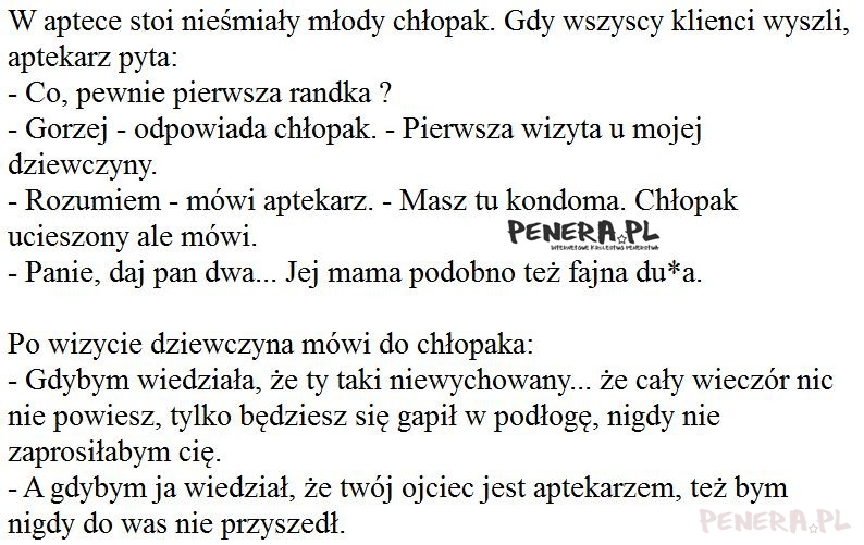 Kawał - W aptece stoi nieśmiały młody chłopak