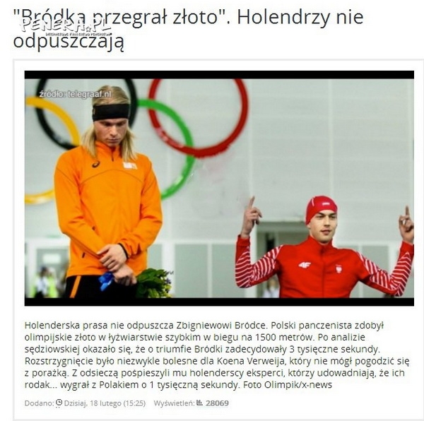 Bródka przegrał złoto