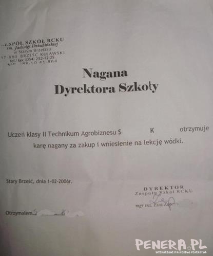 Nagana od dyrektora szkoły