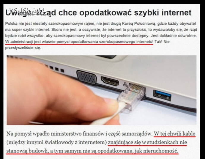 Rząd chce opodatkować szybki internet