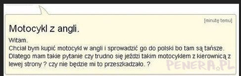 Motocykl z Anglii po której stronie ma kierownicę