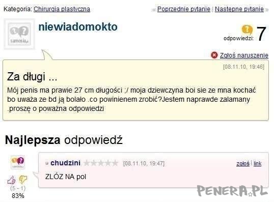 Za długi penis co zrobić - dobra rada z sieci