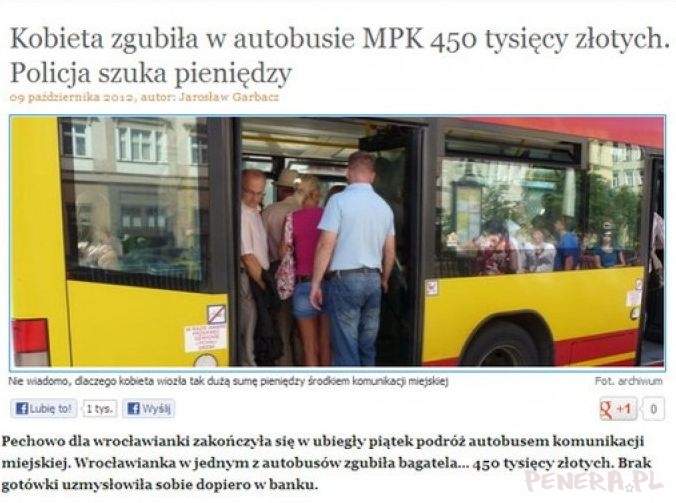 Zgubić 450 tyś zł w autobusie