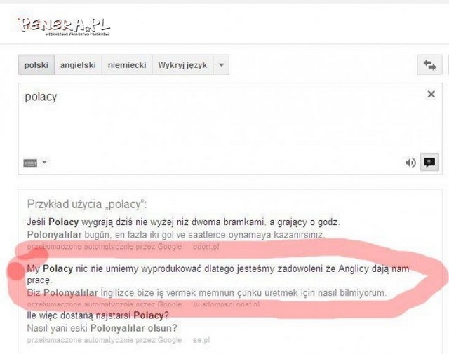 Jak nas widzi tłumacz google