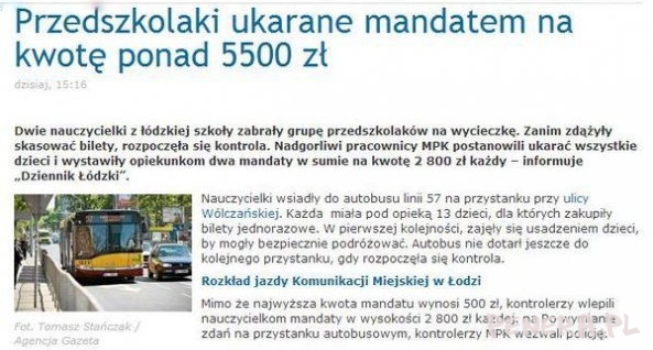 Przedszkolaki ukarane mandatem na kwotę 5500zł