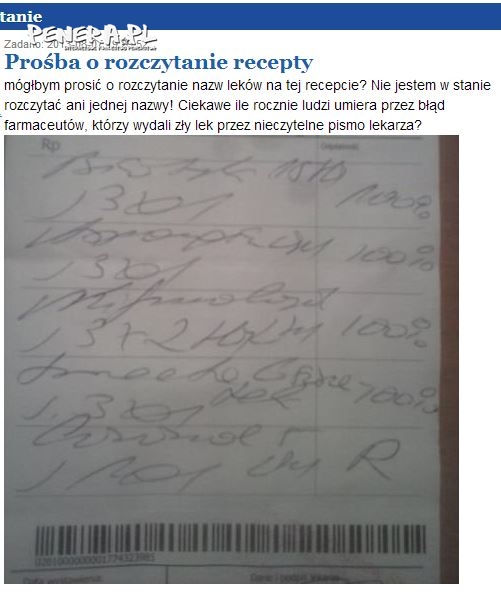 Prośba o rozczytanie recepty