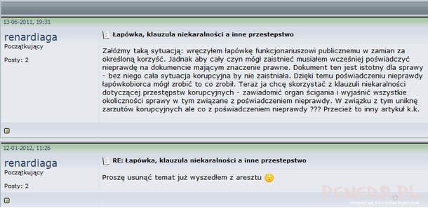 Forum - Pytanie o wręczenie łapówki