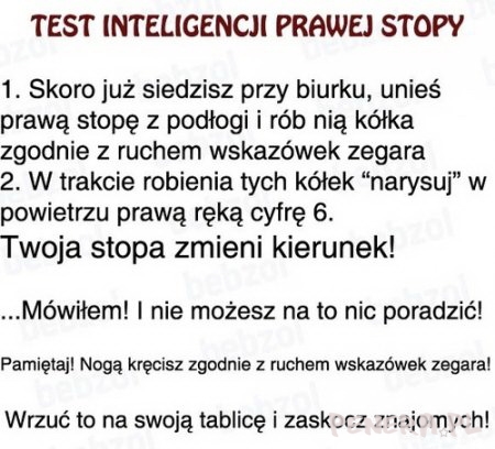 Test inteligencji prawej stopy