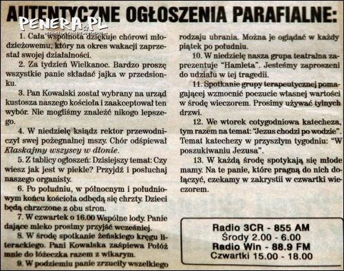 Autentyczne ogłoszenia parafialne