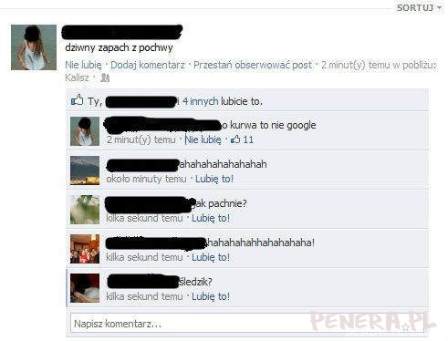 Pomyliła Facebooka z Google - dziwny zapach z