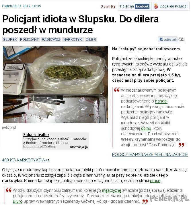 Policjant idiota w Słupsku