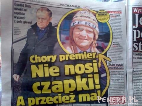 Chory premier nie nosi czapki