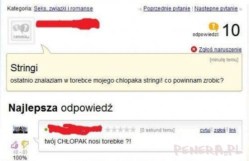 Znalazłam w torebce mojego chłopaka stringi!