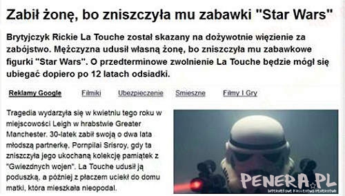 Zabił żonę bo zniszczyła mu zabawkę Star Wars