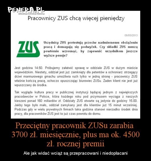 Tyle zarabia przeciętny pracownik ZUSu