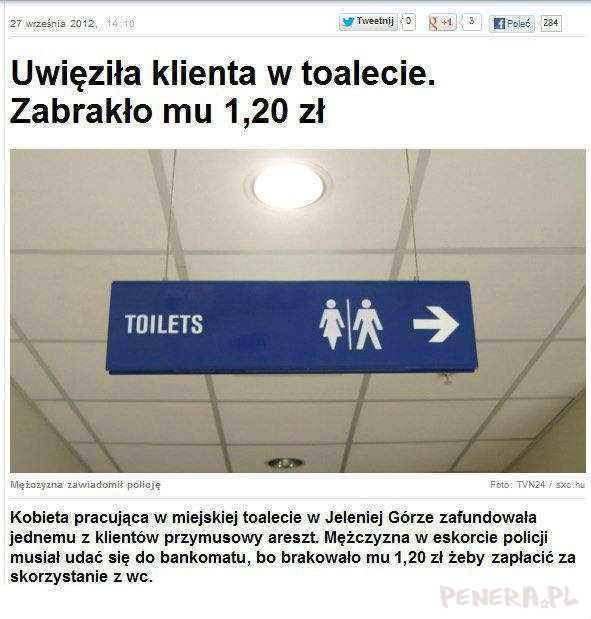 Uwięziła klienta w kiblu