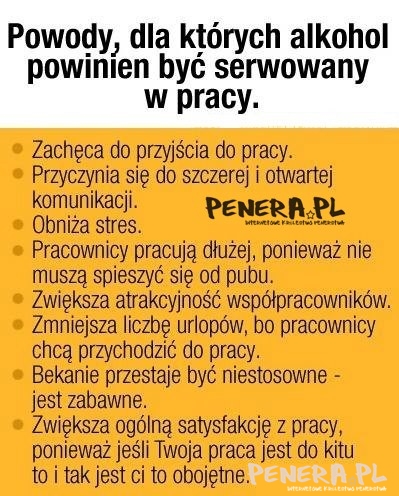 Powody dla których alkohol powinien być w pracy