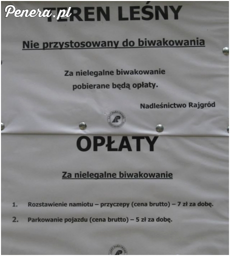 Opłata za nielegalne biwakowanie